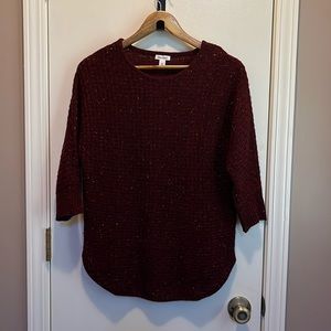 Maroon, speckled 3/4 sleeve sweater. Over sized. Great condition.